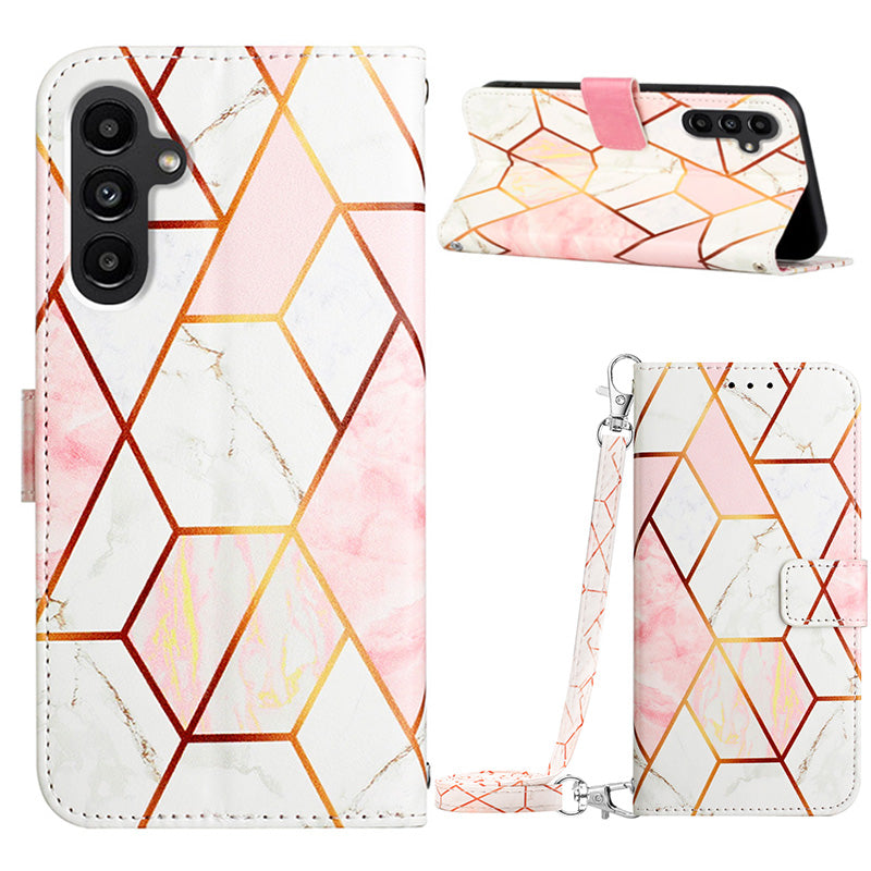 YB Pattern Printing Leather Series-6 For Samsung Galaxy S23 FE Marble Pattern Phone Cover Stand Wallet Case with Long Strap YB Pattern Printing Leather Series-6 For Samsung Galaxy S23 FE Marble Pattern Phone Cover Stand Wallet Case with Long Strap